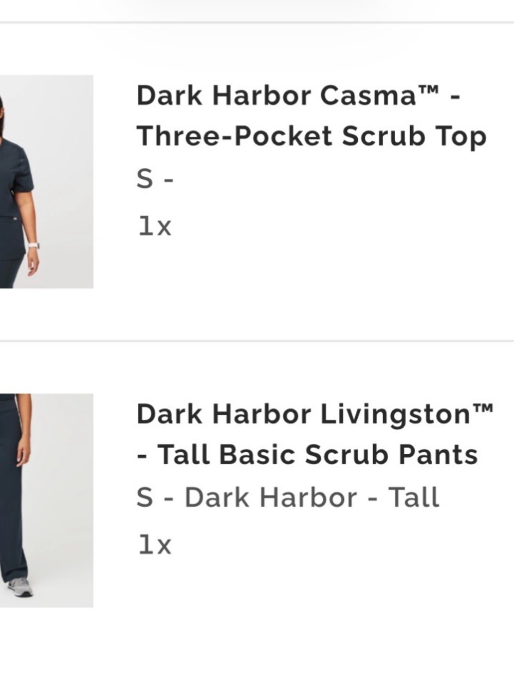 Small/ Small TALL Figs Dark Harbor Women's Livingston and Top Set - Picture 6 of 6